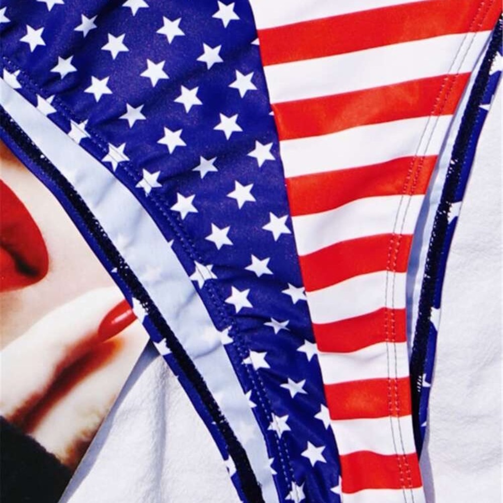 ❤️ American Flag One-Piece Suit - DEEP V NECK SWIMSUIT *NEW* - Picture 5 of 5